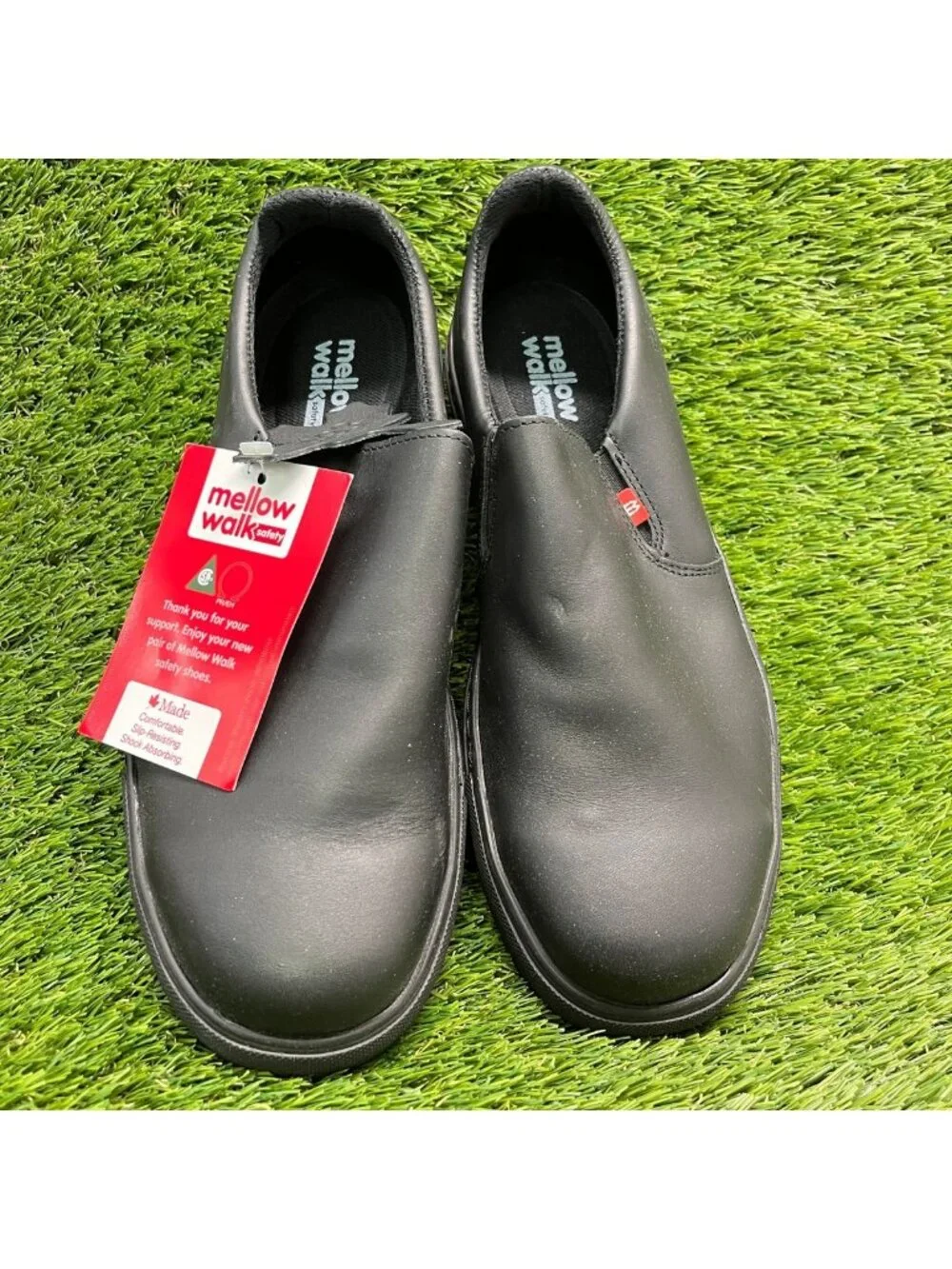 Mellow Walk Jessica Women Size 9.5E Black Leather Steel Toe Safety Slip-On Shoes_5